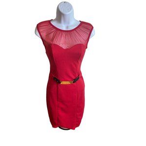 Asos size 0 dress red in color mesh top belted zip back new with tags
